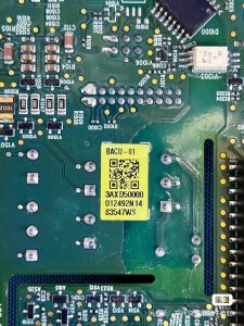 ABB BACU-01 ACS380 main board part number and label closeup