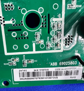 ABB ZINT-512 model label 3AUA0000070793 closeup